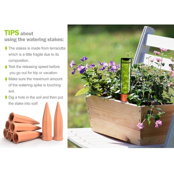 B SEPOR Ceramic Plant Waterer Set of 10 Pack Terracotta Self Watering Spikes-NEW - Picture 5 of 10